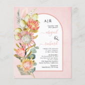 BUDGET Flowers QR code roze bruiloft Uitnodiging (Voorkant)