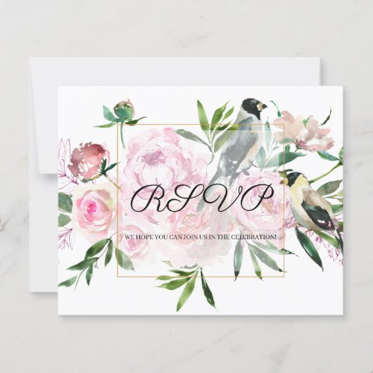 BUDGET/Flowers RSVP-kaart (Voorkant)