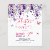 BUDGET Flutter op Over Floral Butterfly Verjaardag (Voorkant)