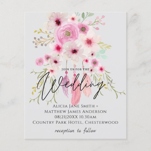 BUDGET Flyer BOHO Trouw Uitnodiging (Voorkant)