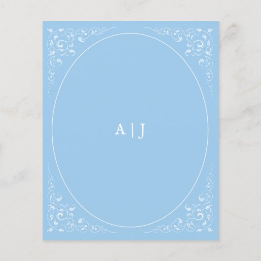 Budget  Foliage Baby Blue Wedding Invite (Achterkant)