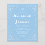 Budget Foliage Baby Blue Wedding Invite (Voorkant)