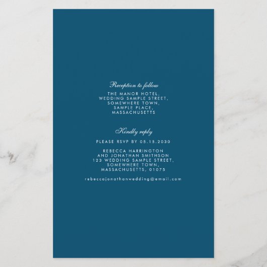 Budget Foliage Blue Wedding RSVP Flyer (Achterkant)