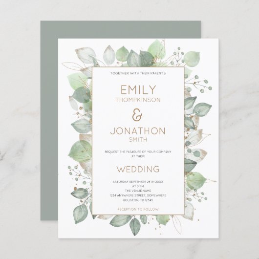 Budget Foliage Border Gold Sage Weddenschap (Voorkant / Achterkant)