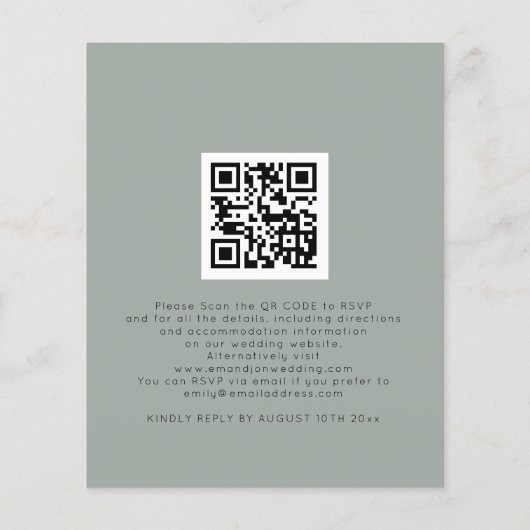 Budget Foliage Gold Sage QR Code Weduwen Uitnodigi (Achterkant)