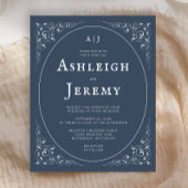 Budget  Foliage Indigo Blue Wedding Invite