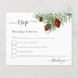 Budget Foliage Pine Cones kerstbruiloft RSVP