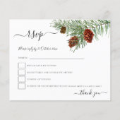 Budget Foliage Pine Cones kerstbruiloft RSVP (Voorkant)