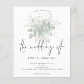 Budget Foliage Sage Green Gold Weduwen Uitnodiging (Voorkant)