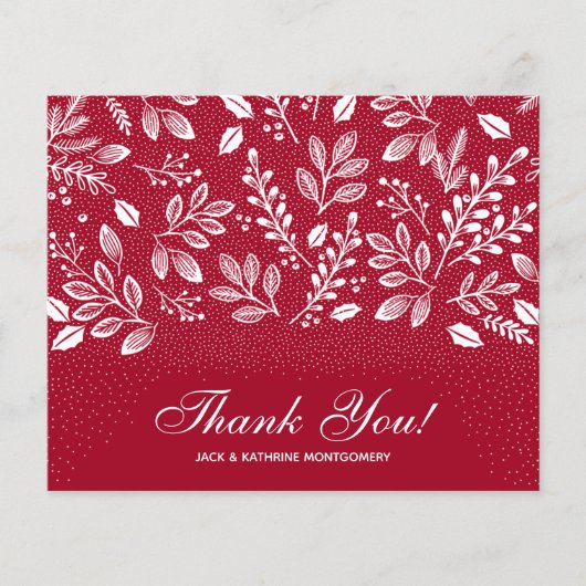 Budget Foliage White Script Cranberry Dank u (Voorkant)