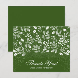 Budget Foliage White Script Green Bedankt