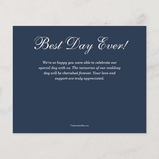 Budget Foliage White Script Navy Blue Dank u (Achterkant)