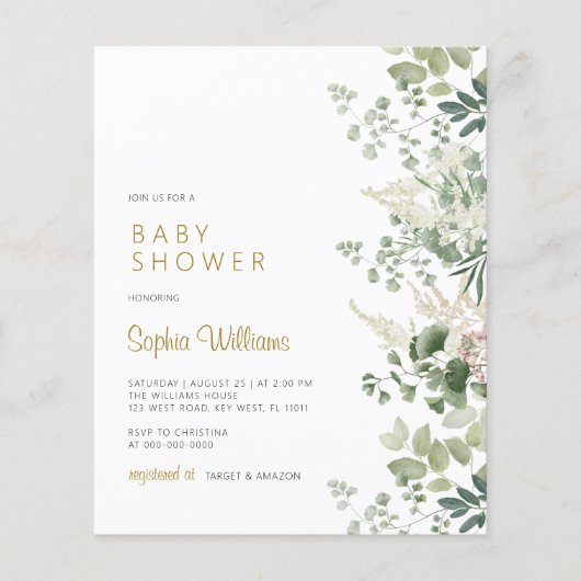 Budget Forest Greenery Baby shower (Voorkant)