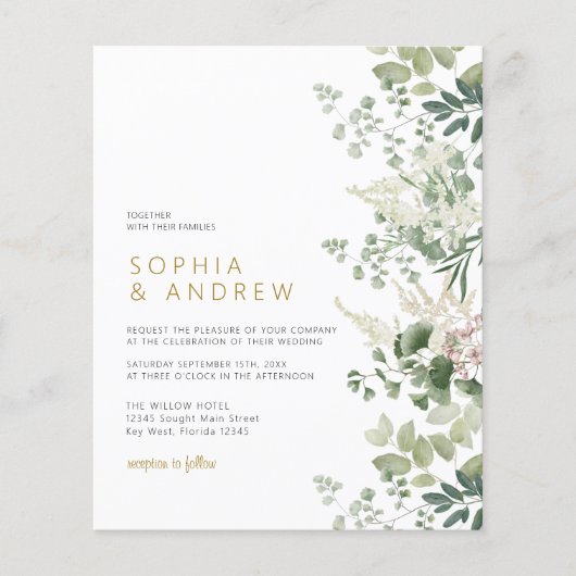 Budget Forest Greenery Wedding Invitation (Voorkant)