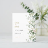 Budget Forest Greenery Wedding Save the Date Kaart (Staand voorkant)