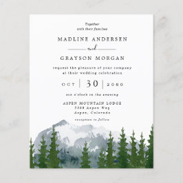 Budget Forest Mountain bruiloft uitnodiging