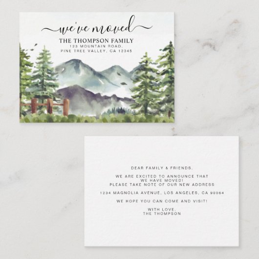 Budget Forest Mountain We hebben New Home Moving v Notitiekaartje (Voorkant / Achterkant)