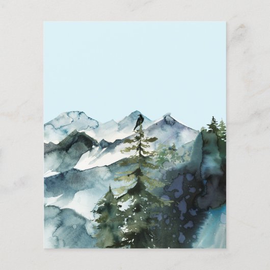 Budget/Forest & Mountains Wedding Invitation. Flyer (Achterkant)