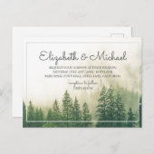 Budget Forest Pine Wedding Invitation Trees Schild Briefkaart (Voorkant / Achterkant)