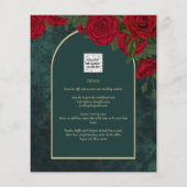 BUDGET ForestGreen RED Roses Winter Wedding INVITE (Achterkant)