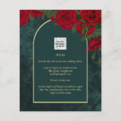 BUDGET ForestGreen RED Roses Winter Wedding INVITE (Achterkant)