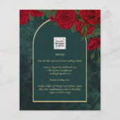 BUDGET ForestGreen RED Roses Winter Wedding INVITE Flyer (Achterkant)
