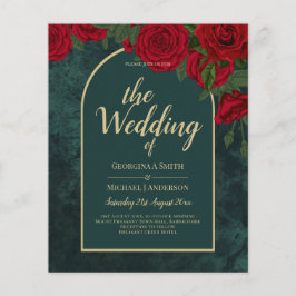 BUDGET ForestGreen RED Roses Winter Wedding INVITE Flyer