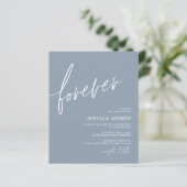 Budget Forever Love Dusty Blue Wedding Invitation (Staand voorkant)
