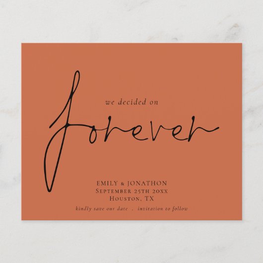 Budget Forever QR-code Terracotta Save the Date (Voorkant)