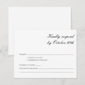 Budget formeel zwart en wit script RSVP kaart Notitiekaartje (Voorkant / Achterkant)