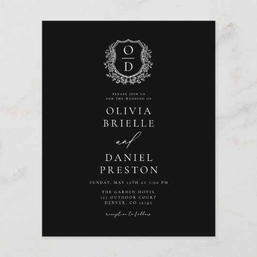 Budget Formele Bloemkam Monogram Huwelijk Flyer (Voorkant)