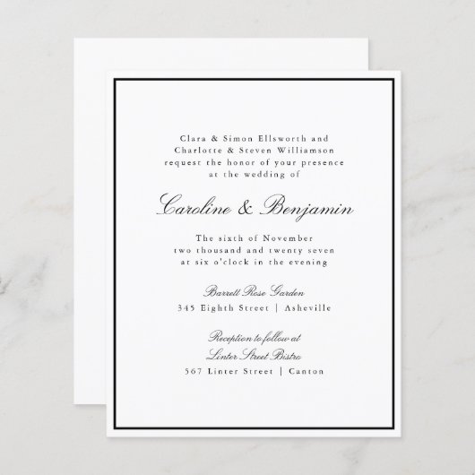 Budget Formele de Uitnodiging van de Band van de G (Voorkant / Achterkant)