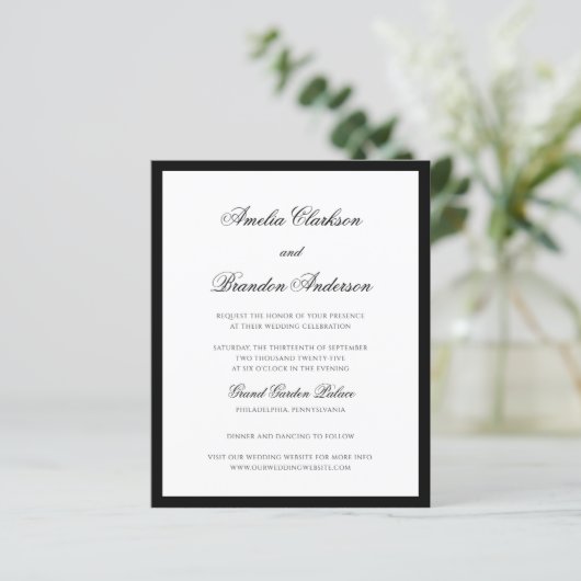 BUDGET Formele Elegante Zwart-Wit Script Trouwen (Staand voorkant)