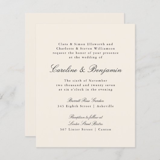 Budget Formele het Schrijven van het Vory Wedding (Voorkant / Achterkant)