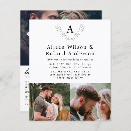 Budget Formele Klassieke Monogram 3 Foto Bruiloft (Voorkant / Achterkant)