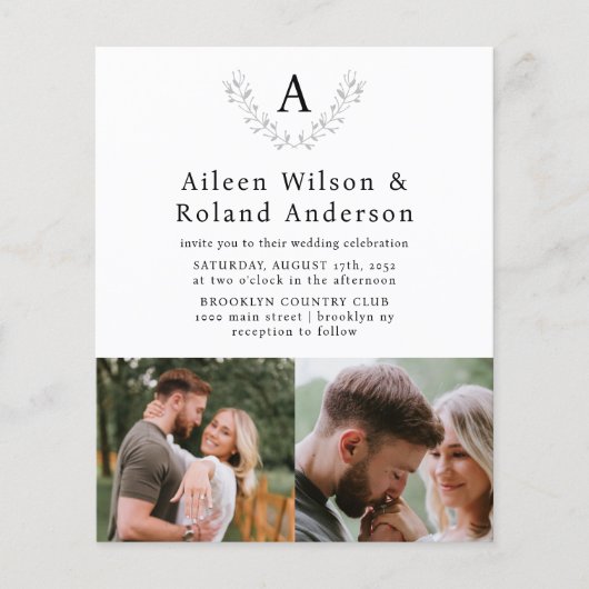 Budget Formele Klassieke Monogram 3 Foto Bruiloft (Voorkant)