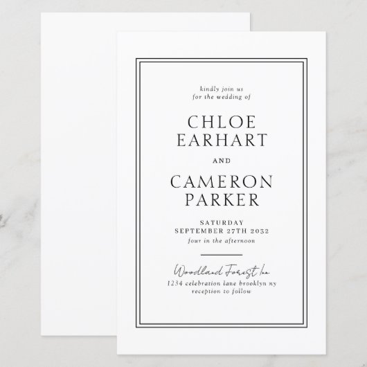 BUDGET Formele Klassieke Zwarte Vierkante Border W (Voorkant / Achterkant)