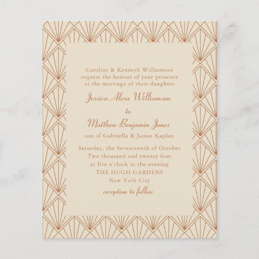 Budget Formele Kunst Deco Verbrandde Oranje Weddin (Voorkant)