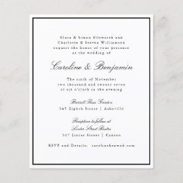 Budget Formele Script Border Wedding RSVP Uitnodig