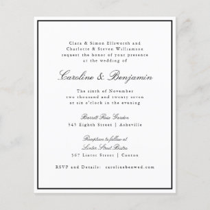 Budget Formele Script Border Wedding RSVP Uitnodig