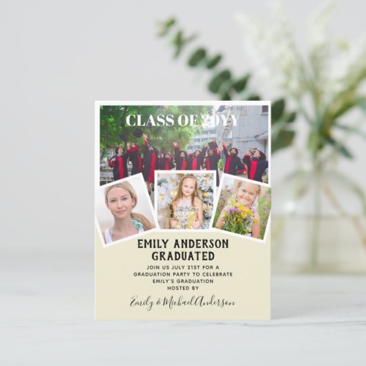 BUDGET Foto AFSTUDEER Uitnodiging Aankondiging Dan (Staand voorkant)