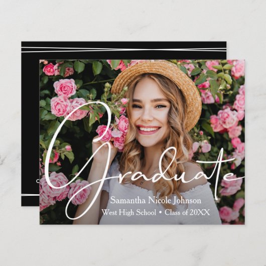 Budget Foto Afstuderen feestelijke uitnodigingen (Voorkant / Achterkant)