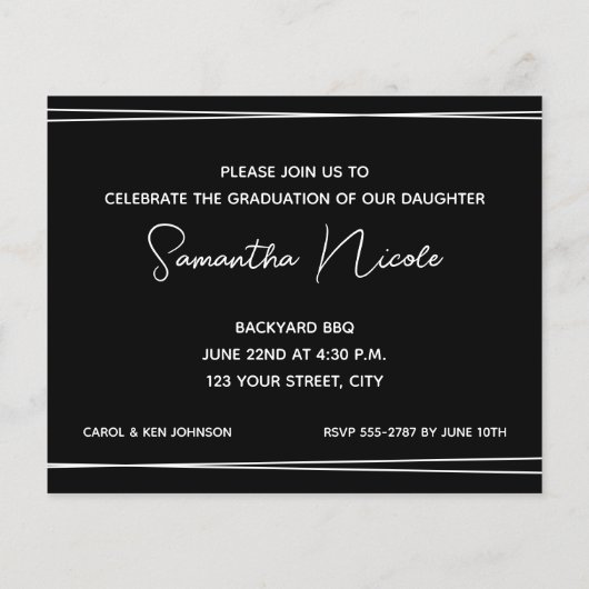 Budget Foto Afstuderen feestelijke uitnodigingen (Achterkant)