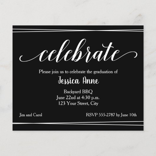 Budget Foto Afstuderen feestelijke uitnodigingen (Achterkant)