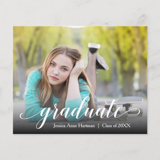 Budget Foto Afstuderen feestelijke uitnodigingen (Voorkant)