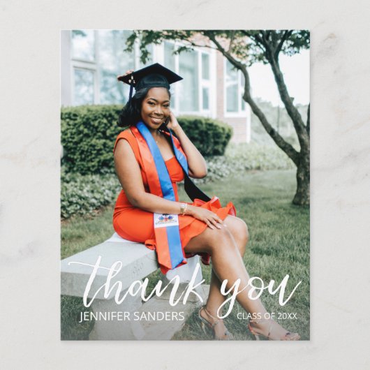 Budget Foto Afstuderen Pet Calligrafie Dank u Flyer (Voorkant)