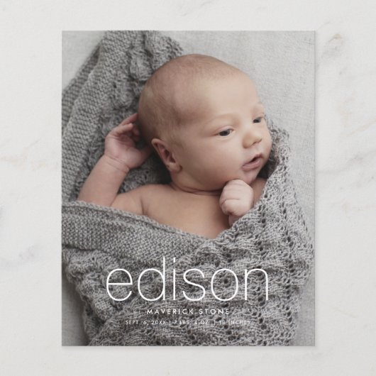 Budget Foto Baby Geboorteaankondiging (Voorkant)