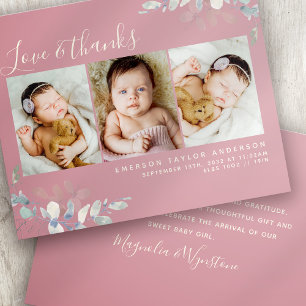 Budget Foto Baby Hartelijk dank   Roze eucalyptus