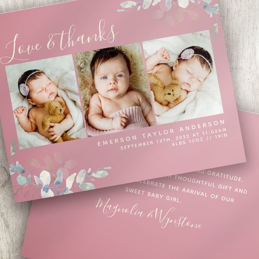 Budget Foto Baby Hartelijk dank | Roze eucalyptus