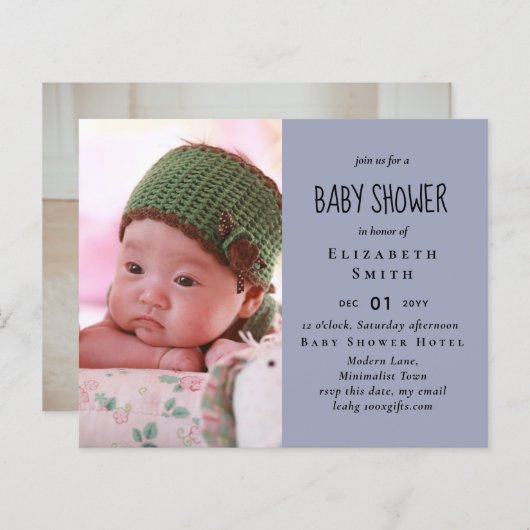 BUDGET Foto Baby shower Aankondiging Dankuwel (Voorkant / Achterkant)